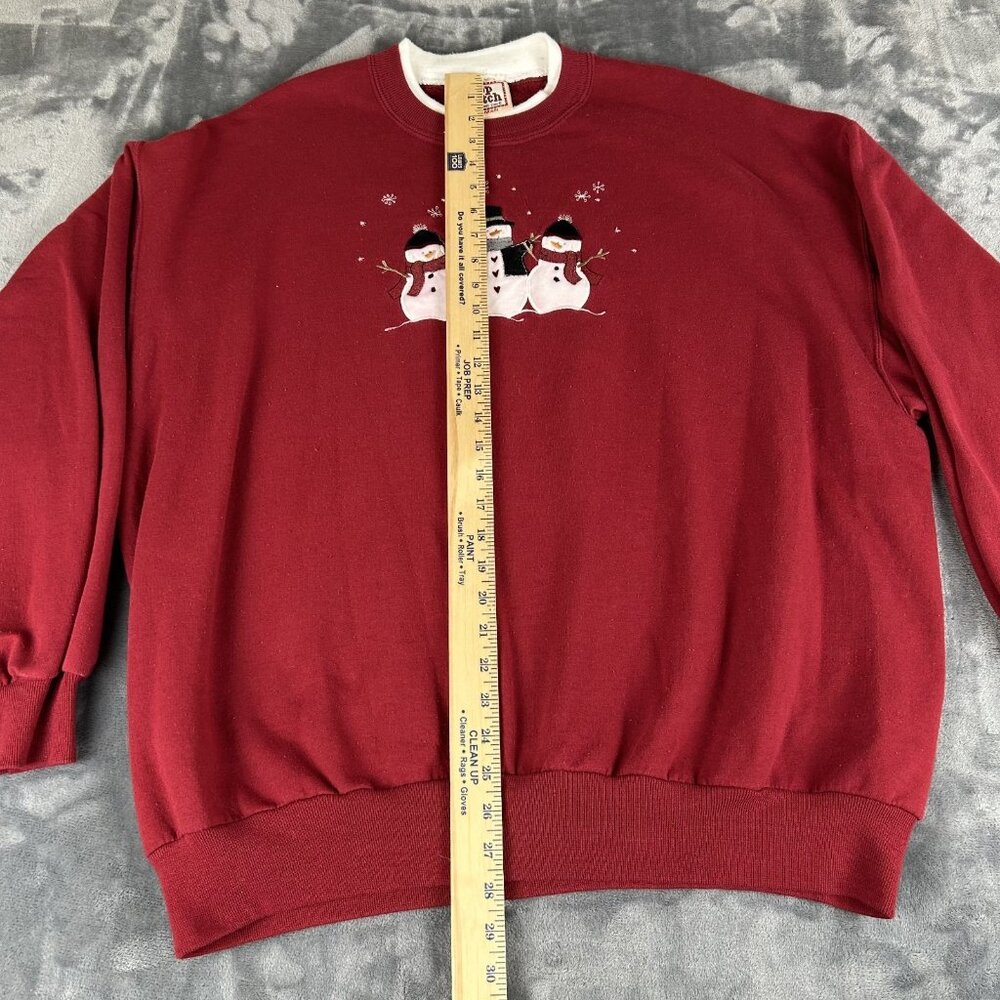Vintage Top Stitch by Morning Sun Sweatshirt Size 2X Red Snowman Grandma Comfy - Picture 3 of 8
